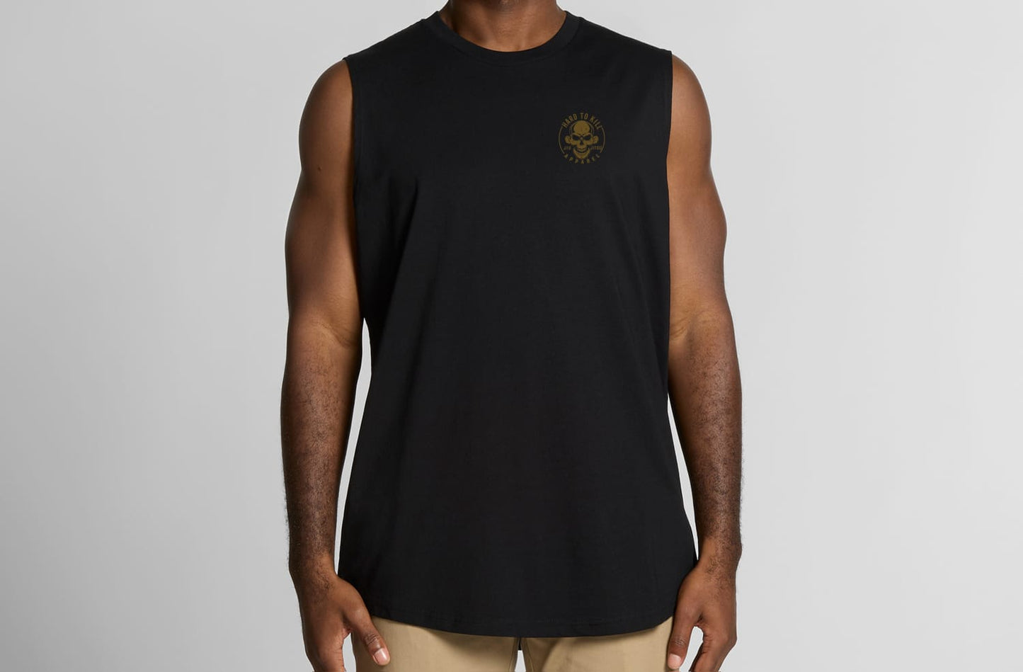 Black Hard To Kill Logo Curve Cut Tank Top